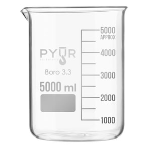 Pyur Scientific Low Form Glass Beaker w/ Graduations and Spout 5000ml