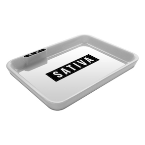 Dope&#160;Trays&#160;x Sativa &#8211; White background Black logo