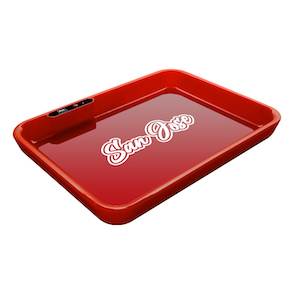 Dope&#160;Trays&#160;x San Jose &#8211; Red background white logo